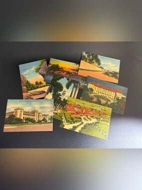 7 Vintage Puerto Rico Linen Postcards San Juan Rio Piedras University 1930s 40s